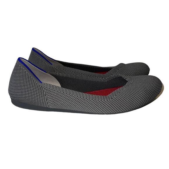 Rothys Birdseye Round Toe Charcoal Gray Pebble Flats Size 8W - Picture 2 of 10